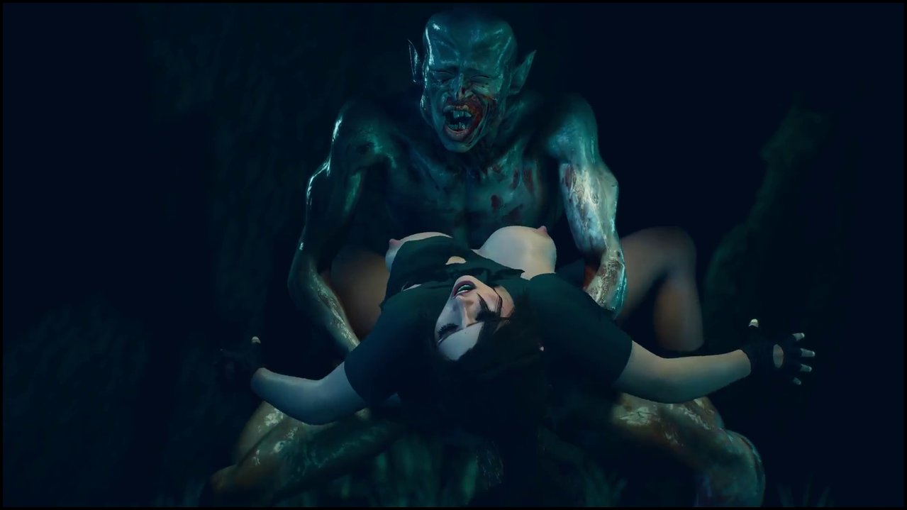 Spelunking Lara Croft - Hideous monster slams his cock in Lara's trimmed pussy (.mp4