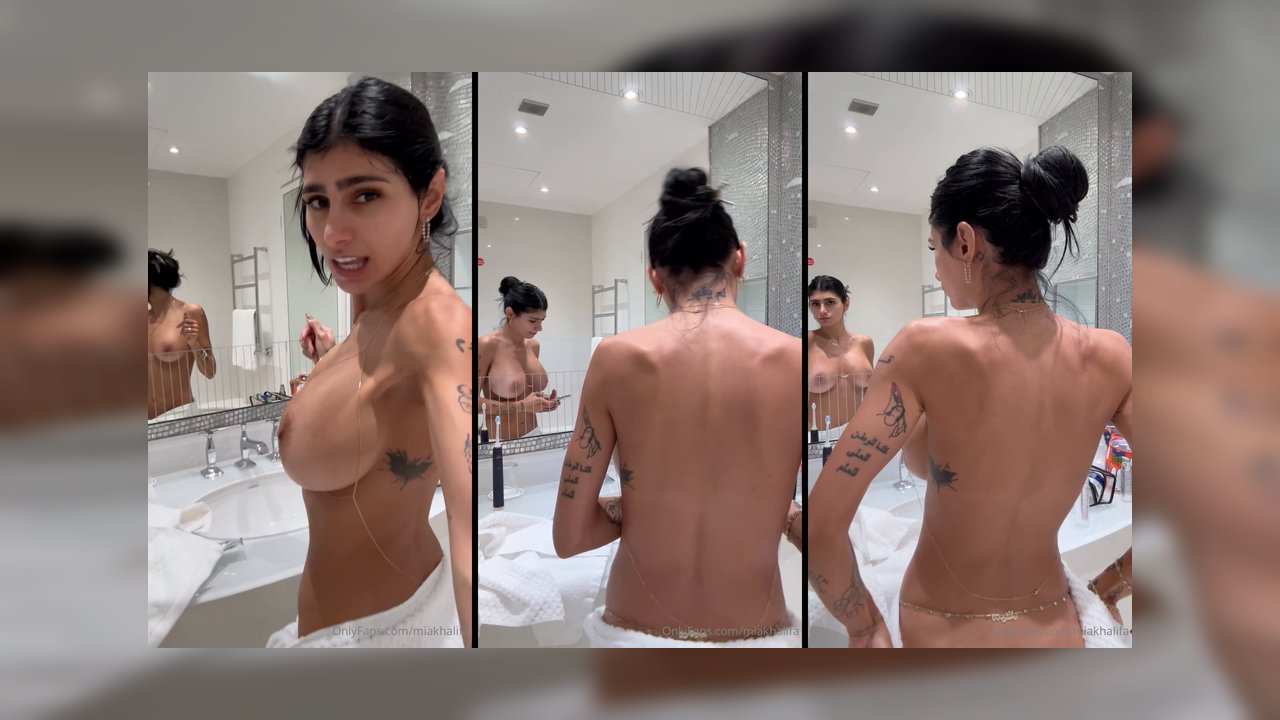 Mia Khalifa Shower Tease: Arabic American Pornstar Shows Off Athletic Body & Fake Big Tits